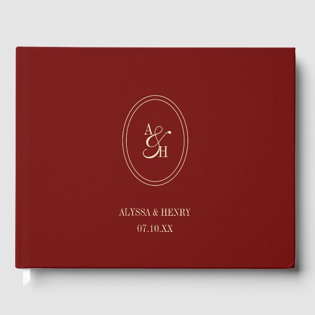 Livre D'or Classic Wine Red Monogram Custom Wedding (Recto)
