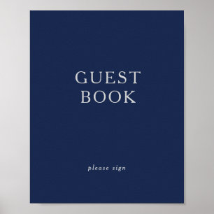 Livre d'or classique minimal bleu marine argenté