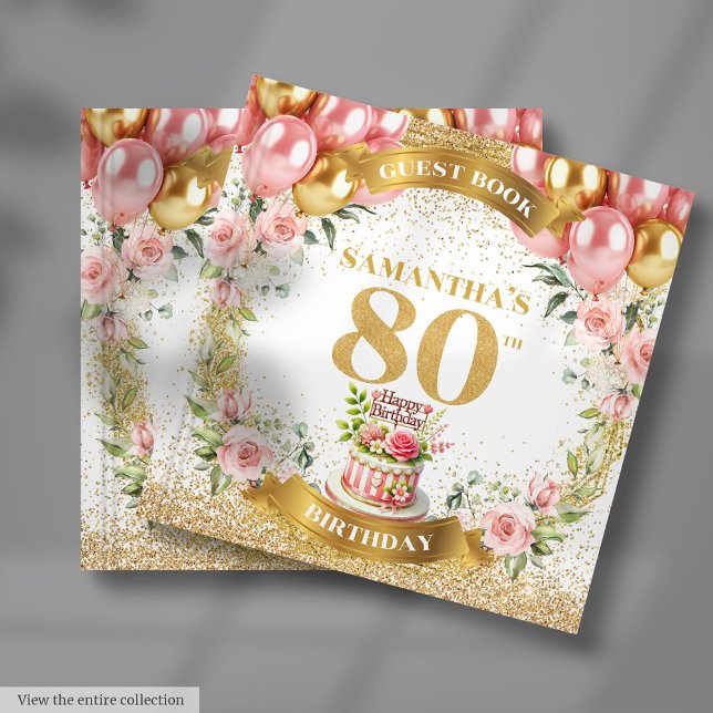 Livre D'or Classy 80th Birthday Guest Book Pink Gold Design (Classy 80th Birthday Guest Book Pink Gold Design

)