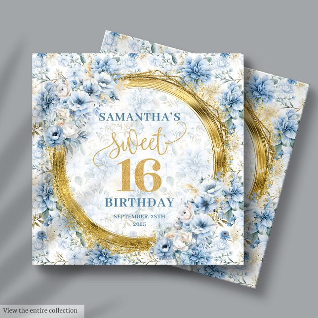 Livre D'or Classy Dusty Blue Sweet sixteen Invité Se connecte (Classy Dusty Blue Sweet Sixteen Guest Sign In Book)