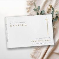 Classy Elegant Minimal Gold Typographie Baptême