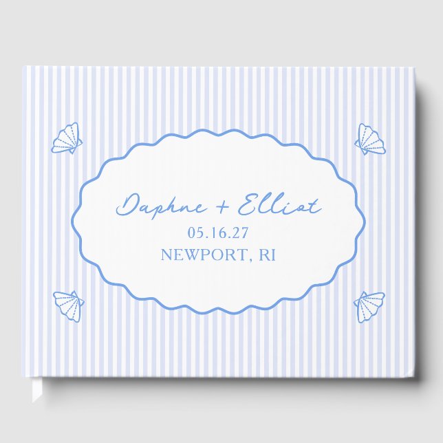 Livre D'or Coastal Chic Bleu Nautique Personnalisé Mariage (Recto)