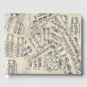 Livre D'or Collage vintage papier de musique