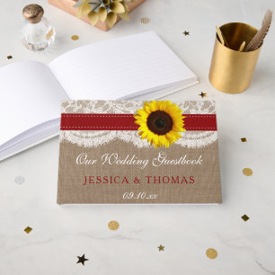 Livre D'or Collection de Mariages de tournesol rustique - Rou