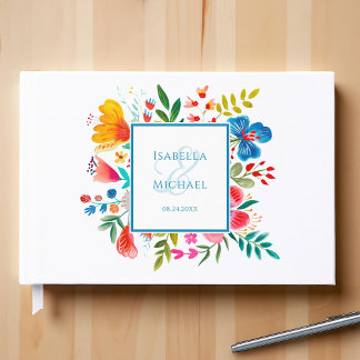 Livre D'or Colorful Floral Wildflower Watercolor Wedding