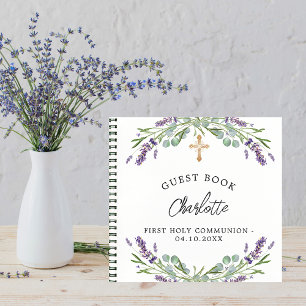 Livre d'or Communion lavande violette eucalyptus
