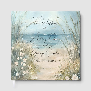 Livre D'or Conception de mariage à l'aquarelle côtière