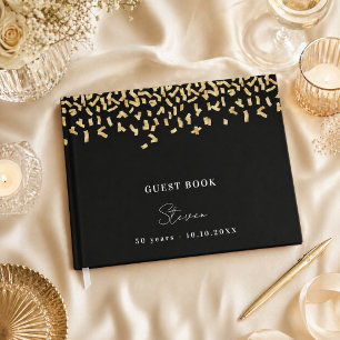 Livre D'or Confetti noir or pour fête d'anniversaire