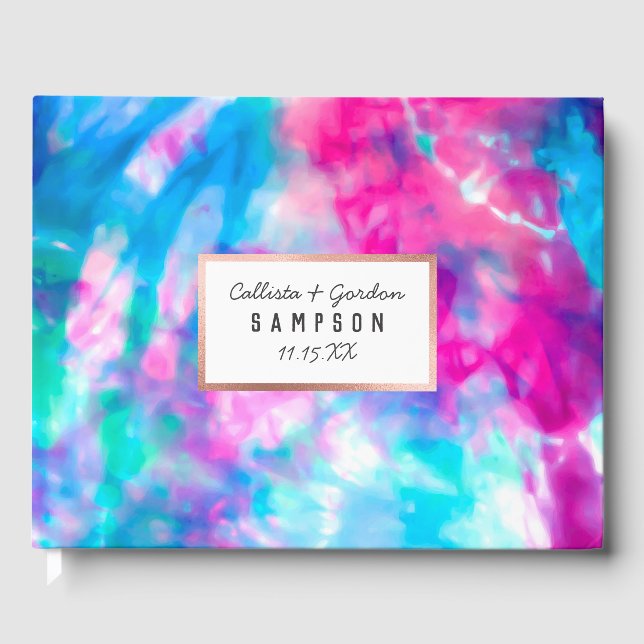 Livre D'or Cool Artsy Girly Purple Rose Blue Tie Dye Motif (Recto)