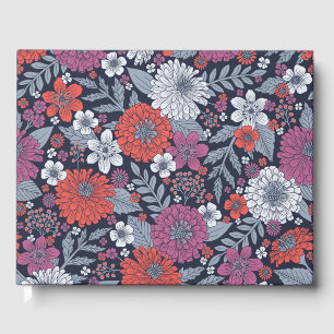 Livre D'or Corail, Magenta et Zinnias bleu