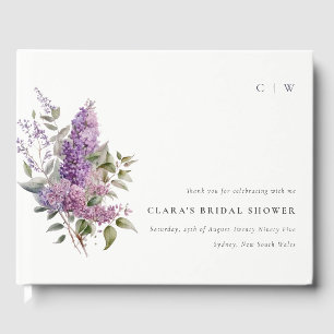 Livre D'or Cottage Fleur de Lilas Sombre Lavis de Mariage