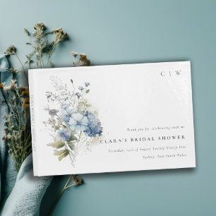 Livre D'or Cottage Floral Mariage Dusky Blue Aquarelle