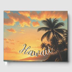 Livre D'or Coucher de soleil sur la côte de voyage hawaïen de