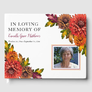 Livre D'or Couleur d'automne Floral Photo Bereavement   Funér