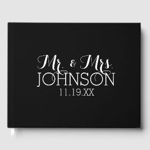 Livre D'or Couleur Solide Noir Mr & Mrs Wedding Favors