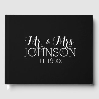 Livre D'or Couleur Solide Noir Mr & Mrs Wedding Favors