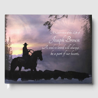 Livre D'or Country Western Cowboy Horse Funérailles