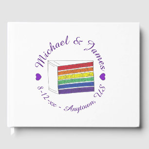 Livre D'or Coupe de gâteau Mariage arc-en-ciel Coeur pourpre 