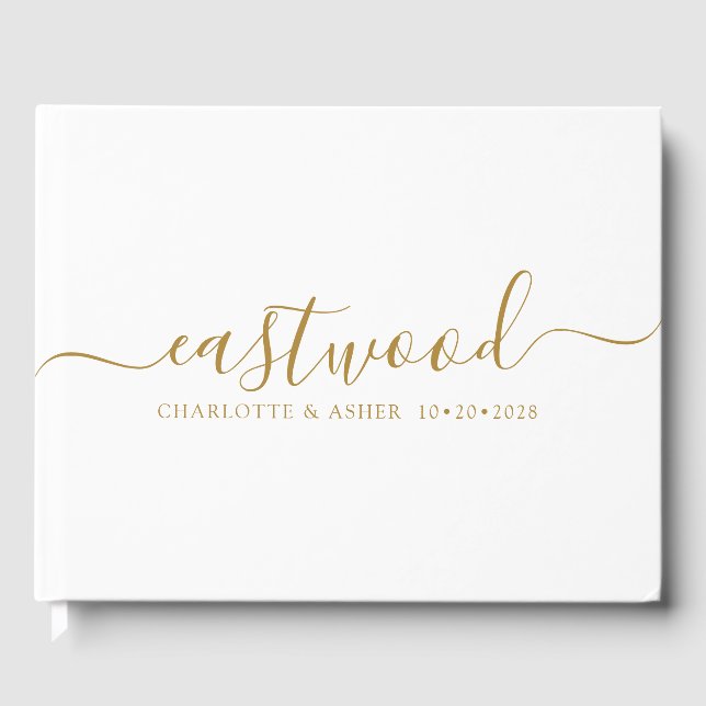 Livre D'or Couple Nom Mariage Gold Monogramme (Recto)
