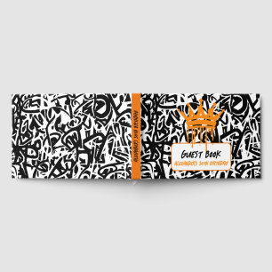 Livre D'or Couronne de graffiti noir orange Anniversaire