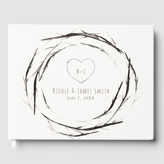 Livre D'or Couronne de mariage en brindilles et branches rust (Recto)