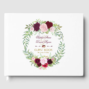 Livre D'or Couronne florale de mariage Burgundy Marsala