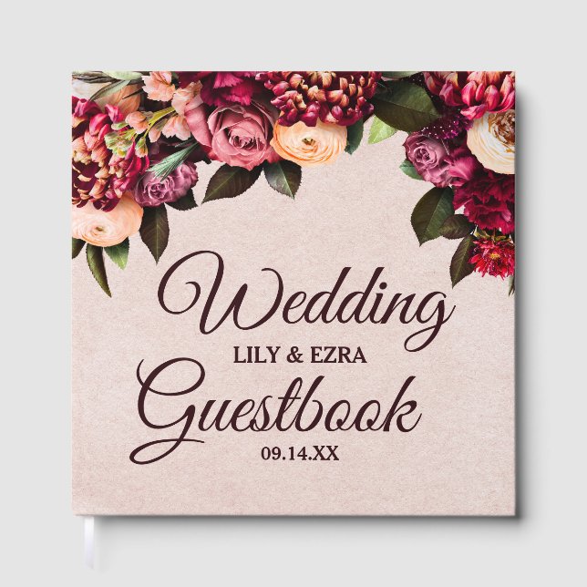 Livre D'or Couverture rigide floue et bordeaux (Recto)