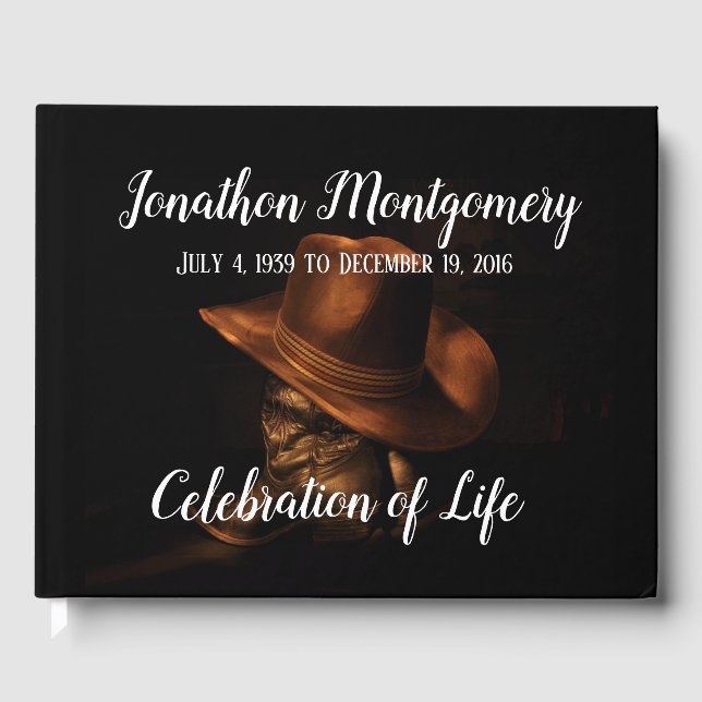 Livre D'or Cowboy Casquette et Bottes Célébration de la vie (Recto)