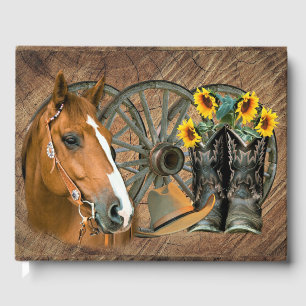 Livre D'or Cowboy de Western Horse Cowboy Cowboy Hat Wagon Wh