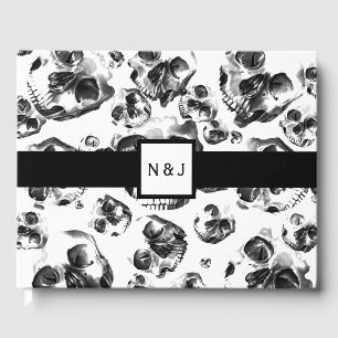 Livre D'or Crânes noirs et blancs Mariage crâne squelette