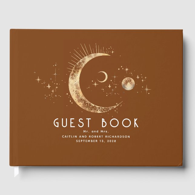 Livre D'or Crescent Moon Starry Nuit Mariage céleste (Recto)