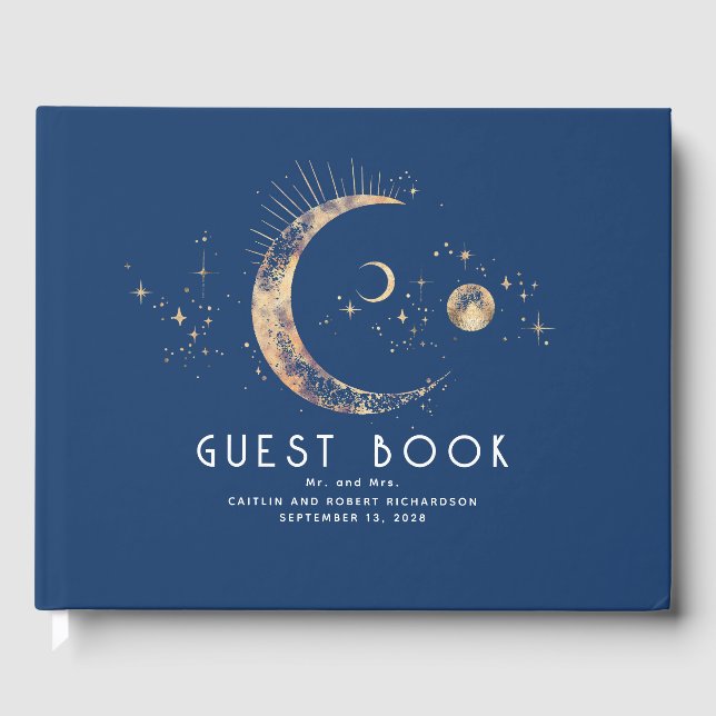 Livre D'or Crescent Moon Starry Nuit Mariage céleste (Recto)
