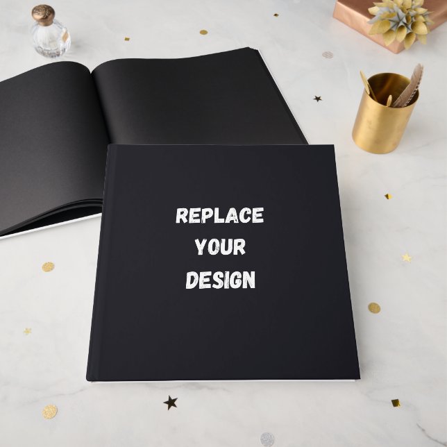 Livre D'or Custom black simple Design Add Photo or Text (Recto ouvert)