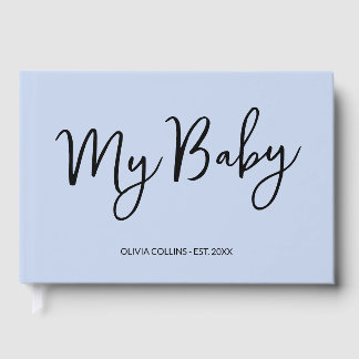Livre D'or Custom Blue Keepsaké Script Baby Book for Mother