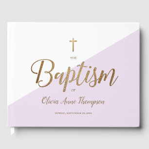 Livre D'or Custom Elegant Purple or Croix Baby Baptism