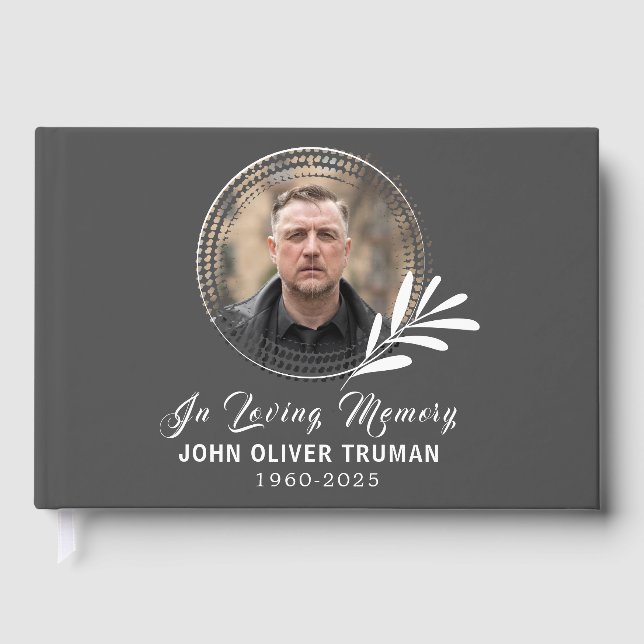 Livre D'or Custom Text Photo Memorial Funeral Leaves (Recto)