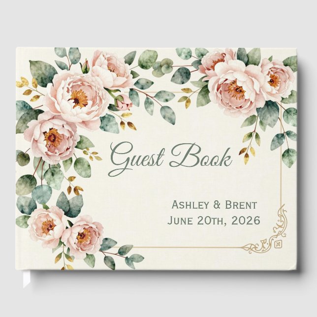 Livre D'or Customizable Floral Wedding Guest Book (Recto)