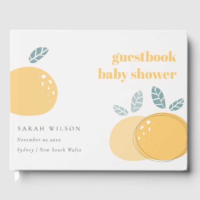 Livre D'or Cute Abstrait Citron Citrus Fruité Baby shower gra (Recto)