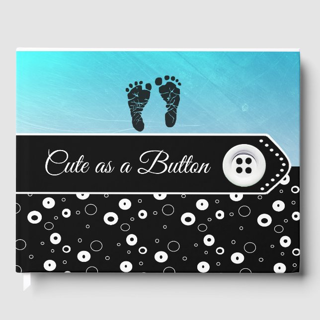 Livre D'or Cute as a Button Baby shower Keepsaké Guestbook (Recto)