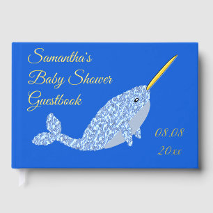 Livre D'or Cute Blue Baby Boy Narwhal Baby shower personnalis