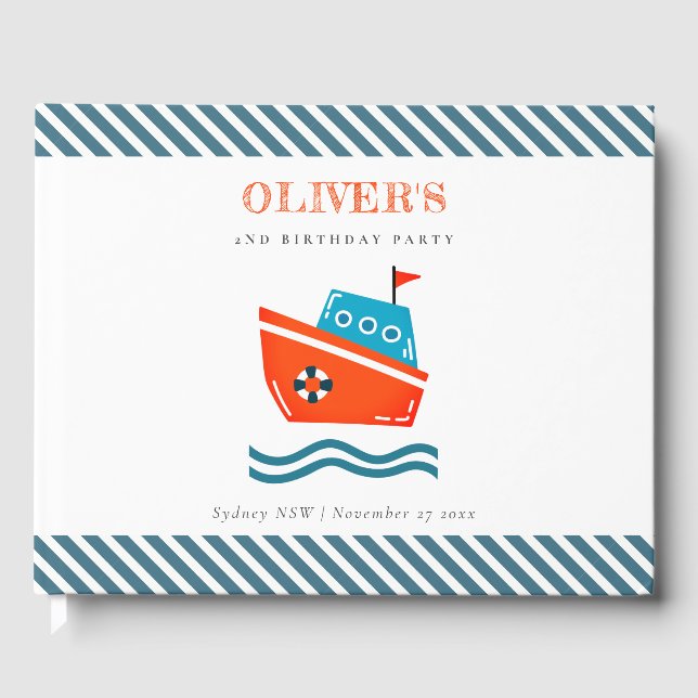 Livre D'or Cute Bright Kids Nautical Boat N'Importe Quel Âge  (Recto)