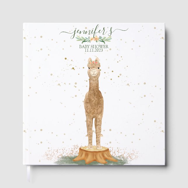 Livre D'or Cute Chic Animals Alpaca Baby Shower (Recto)