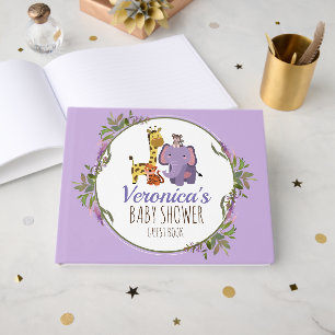 Livre D'or Cute Lavender Jungle Safari Baby shower animal