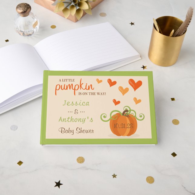 Livre D'or Cute Little Pumpkin Baby Shower (Recto ouvert)