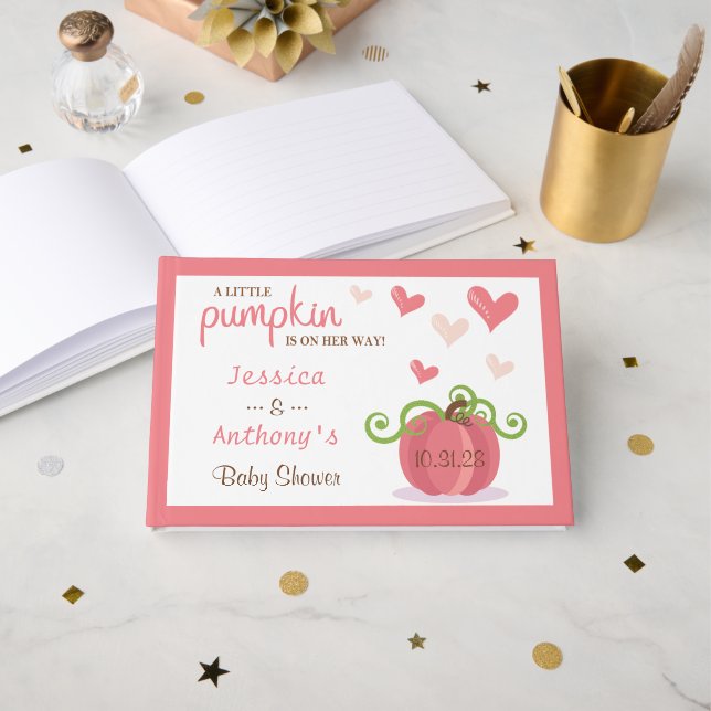 Livre D'or Cute Little Pumpkin Baby Shower (Recto ouvert)