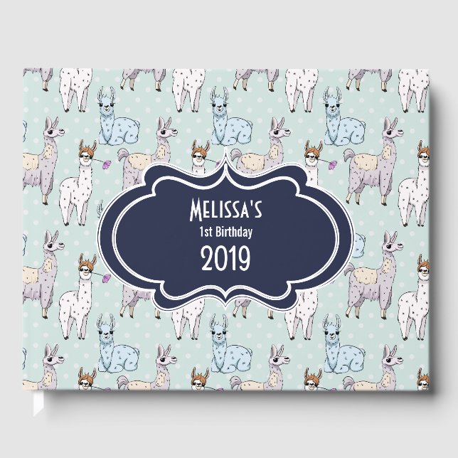 Livre D'or Cute Llama Motif Pois (Recto)