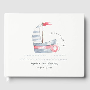 Livre D'or Cute Nautical Soft Red Blue Anniversaire de enfant