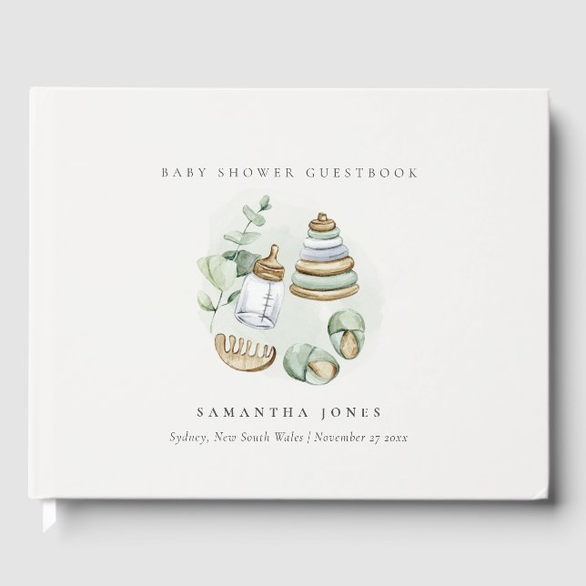 Livre D'or Cute Nursery Essential Baby shower vert feuille (Recto)