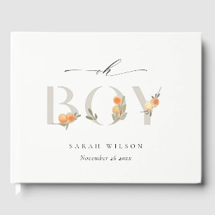 Livre D'or Cute Pastel Orange Floral Boho Oh Boy Baby shower