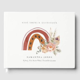 Livre D'or Cute rouille Orange Boho Floral Baby shower arc-en